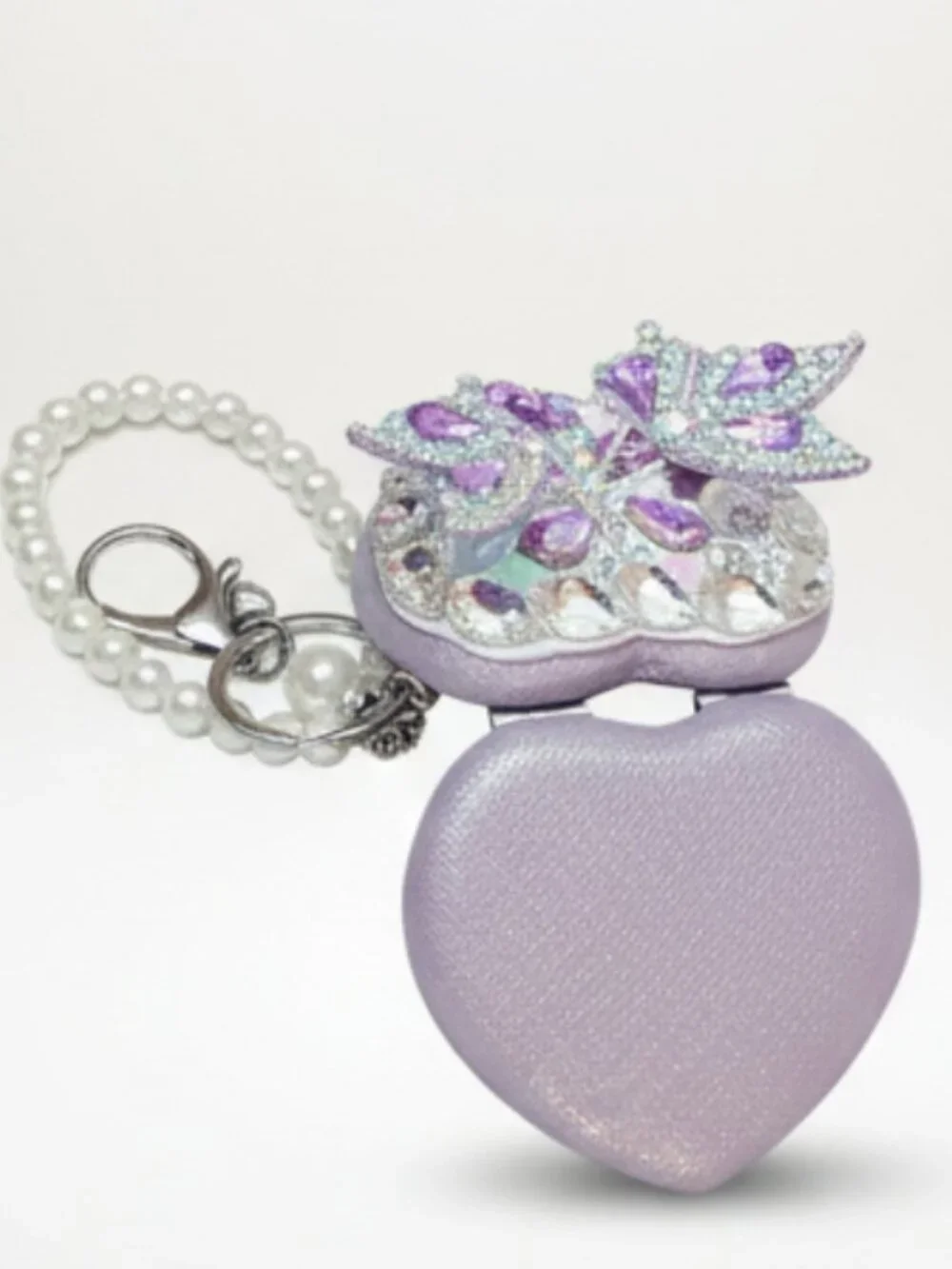 Rhinestone butterfly themed compact mirror keychain. Brand new.